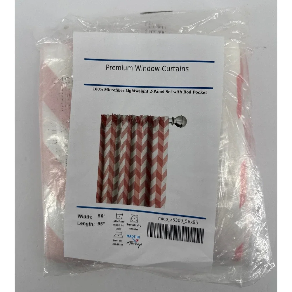 Ambesonne Pink Chevron Microfiber Window Curtains 2 Panel Set 56x95 Rod Pocket